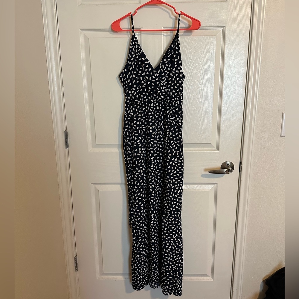 Blue and white print maxi dress